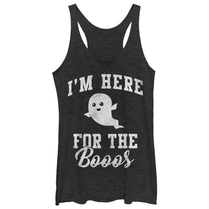 fifth sun Women's CHIN UP Halloween Ghost Here for Boos Racerback Tank Top