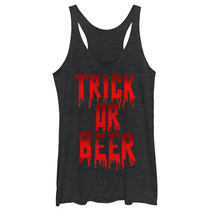fifth sun Women's CHIN UP Halloween Trick or Beer Racerback Tank Top