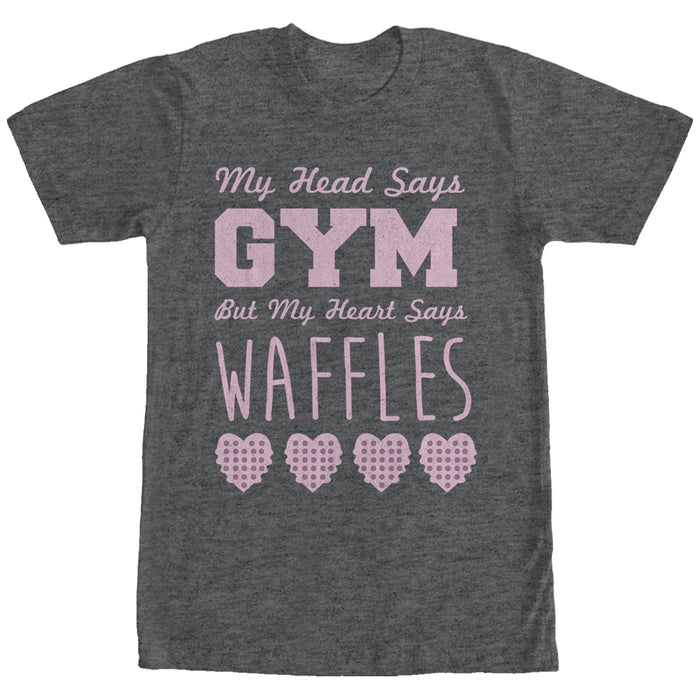fifth sun Women's CHIN UP Head Says Gym Heart Says Waffles Boyfriend Tee