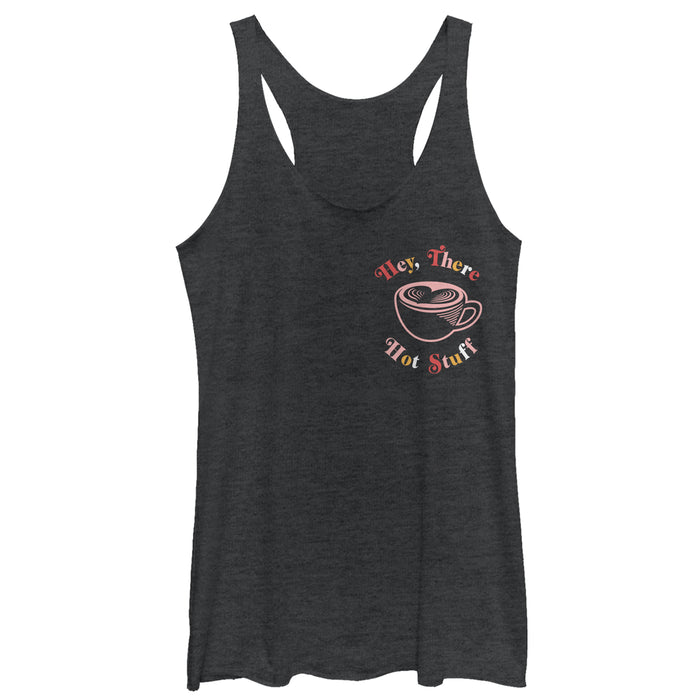 fifth sun Women's CHIN UP Hey Hot Stuff Coffee Racerback Tank Top