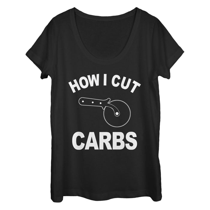 fifth sun Women's CHIN UP How I Cut Pizza Carbs Scoop Neck