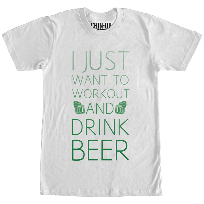 fifth sun Women's CHIN UP I Just Want to Work Out and Drink Beer Boyfriend Tee