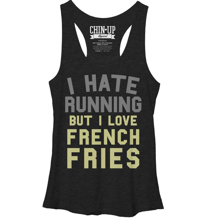 fifth sun Women's CHIN UP I Love French Fries Racerback Tank Top