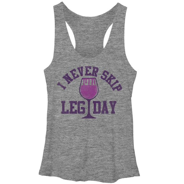 fifth sun Women's CHIN UP I Never Skip Leg Day Racerback Tank Top