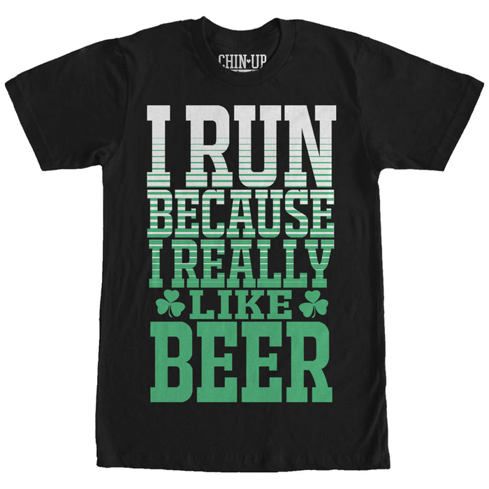 fifth sun Women's CHIN UP I Run Because I Really Like Beer Boyfriend Tee