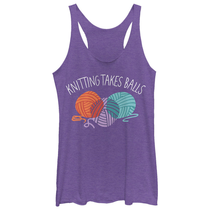 fifth sun Women's CHIN UP Knitting Takes Balls Racerback Tank Top
