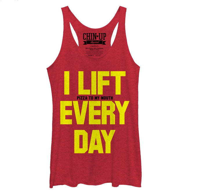 fifth sun Women's CHIN UP Lift Pizza Every Day Racerback Tank Top