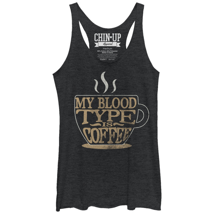 fifth sun Women's CHIN UP My Blood Type is Coffee Racerback Tank Top