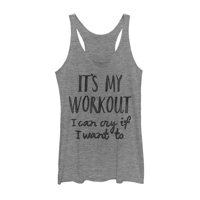 fifth sun Women's CHIN UP My Workout Cry If I Want Racerback Tank Top