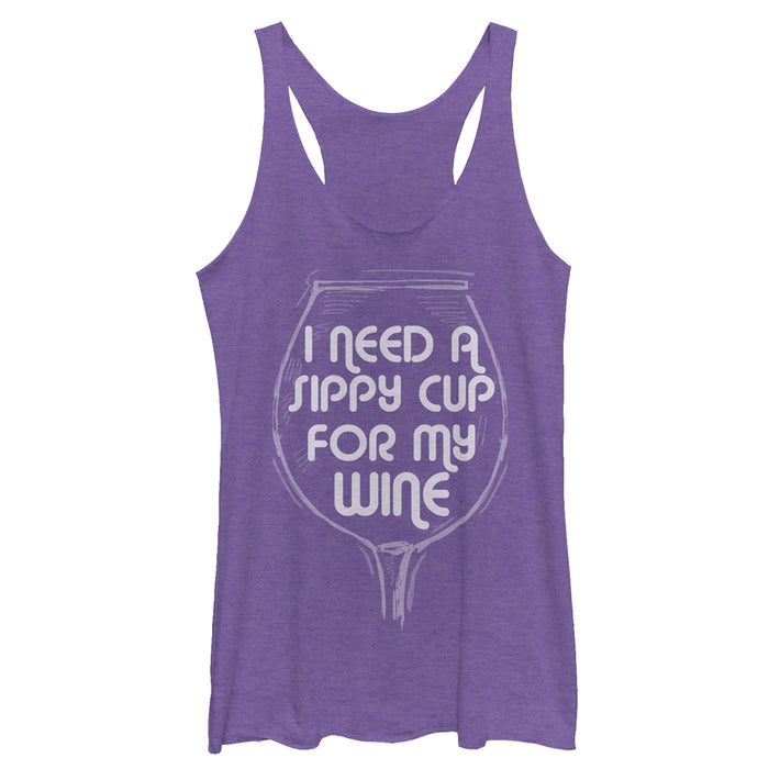fifth sun Women's CHIN UP Need a Sippy Cup for My Wine Racerback Tank Top