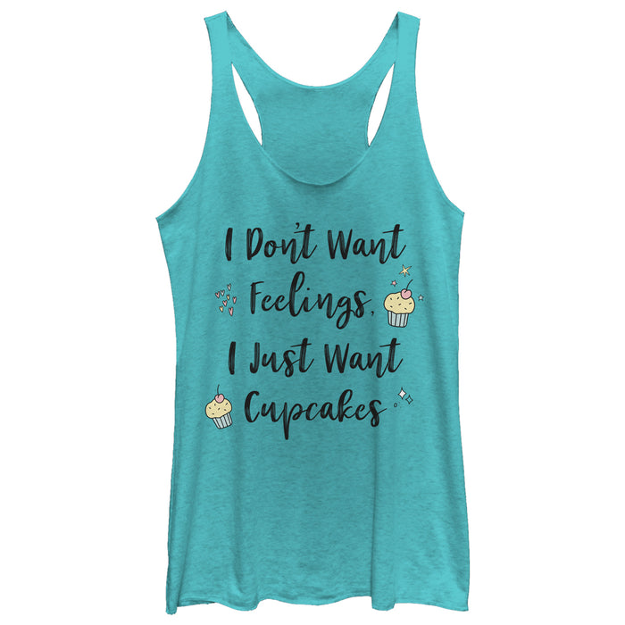 fifth sun Women's CHIN UP No Feelings Just Cupcakes Racerback Tank Top