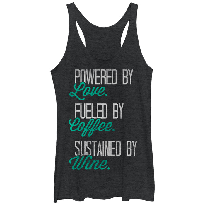 fifth sun Women's CHIN UP Powered by Love Fueled by Coffee Racerback Tank Top