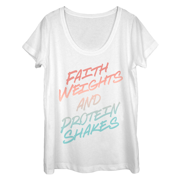 fifth sun Women's CHIN UP Protein Shake Trio Scoop Neck