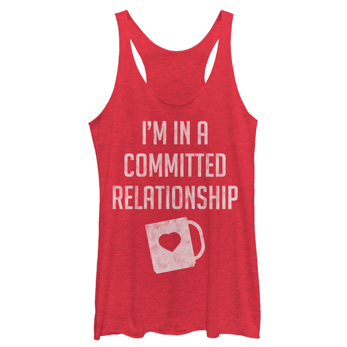 fifth sun Women's CHIN UP Relationship With Coffee Racerback Tank Top