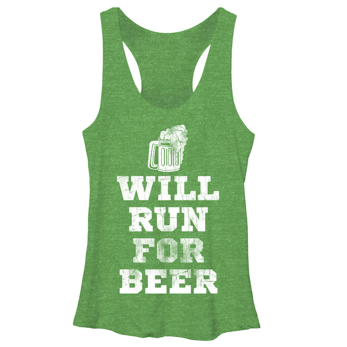 fifth sun Women's CHIN UP Running For Beer Racerback Tank Top