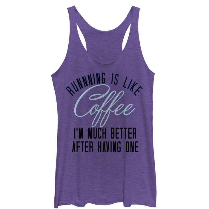 fifth sun Women's CHIN UP Running is Like Coffee Racerback Tank Top