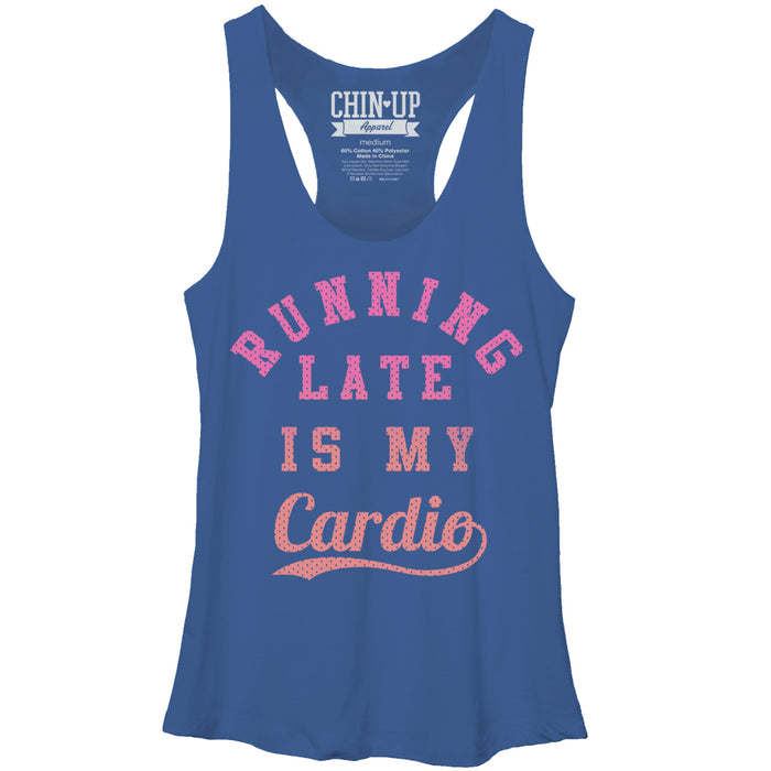 fifth sun Women's CHIN UP Running Late is My Cardio Racerback Tank Top