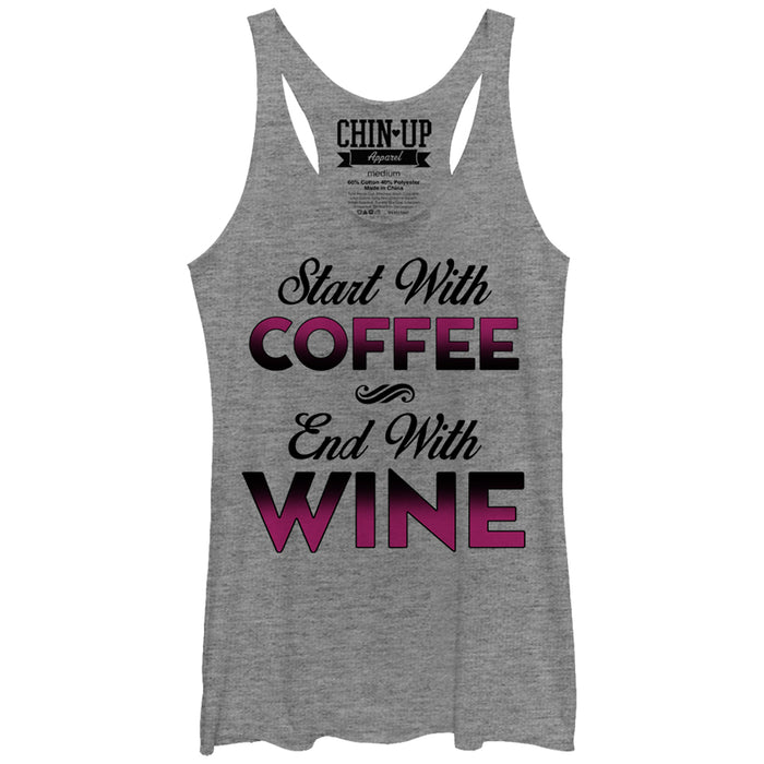 fifth sun Women's CHIN UP Start With Coffee End With Wine Racerback Tank Top
