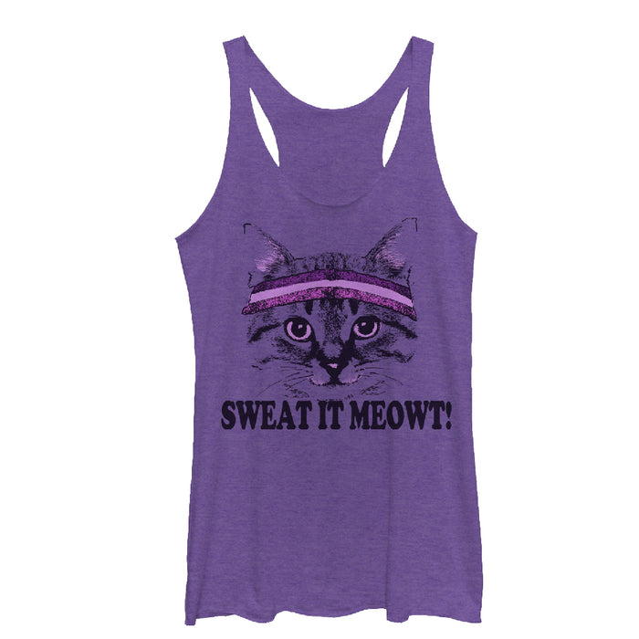 fifth sun Women's CHIN UP Sweat it Meowt Racerback Tank Top
