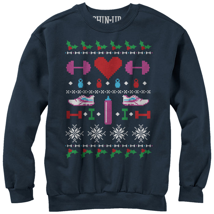 fifth sun Women's CHIN UP Ugly Christmas Workout Sweatshirt