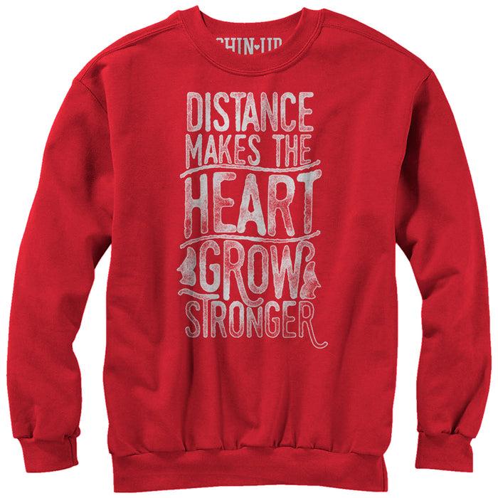 fifth sun Women's CHIN UP Valentine Distance Makes Heart Stronger Sweatshirt