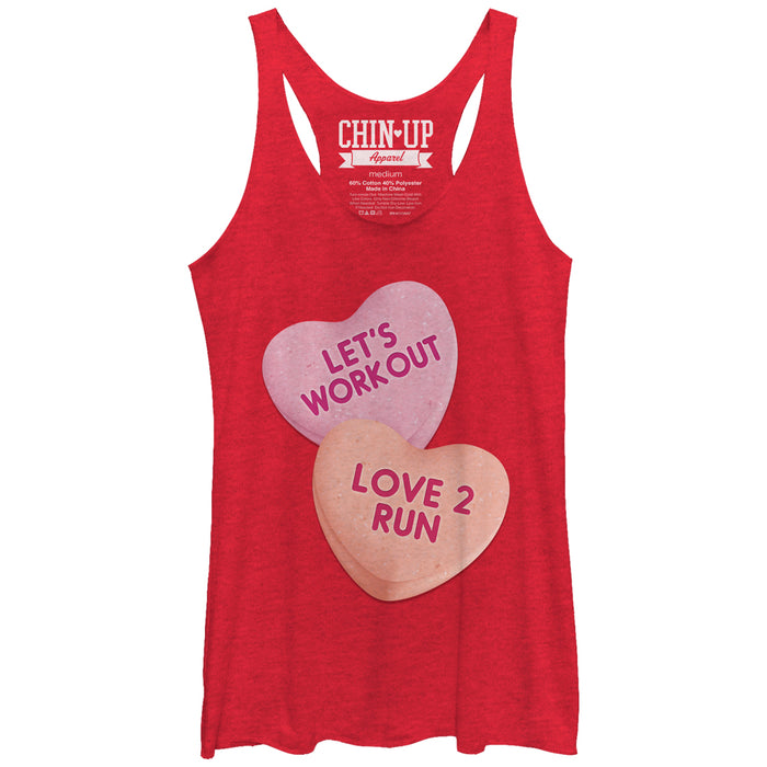 fifth sun Women's CHIN UP Valentine Heart Candy Workout Racerback Tank Top