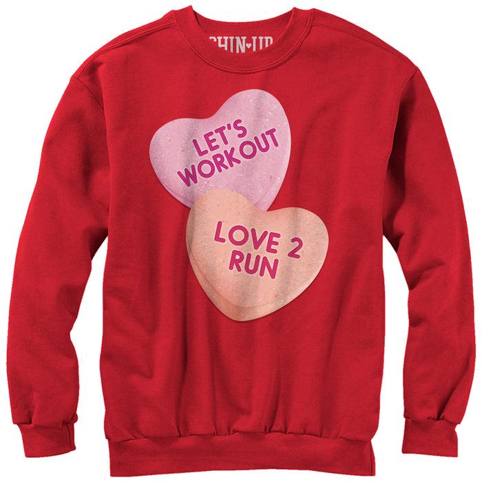 fifth sun Women's CHIN UP Valentine Heart Candy Workout Sweatshirt