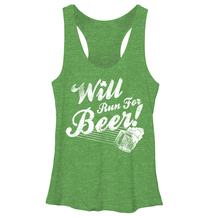 fifth sun Women's CHIN UP Will Run For Beer Racerback Tank Top