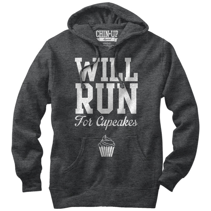 fifth sun Women's CHIN UP Will Run for Cupcakes Pull Over Hoodie