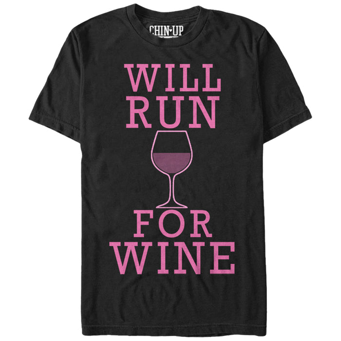 fifth sun Women's CHIN UP Will Run For Wine Boyfriend Tee