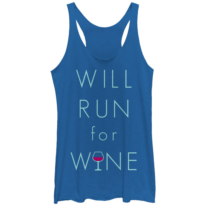 fifth sun Women's CHIN UP Will Run For Wine Glass Racerback Tank Top