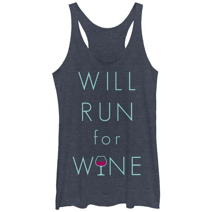 fifth sun Women's CHIN UP Will Run For Wine Glass Racerback Tank Top