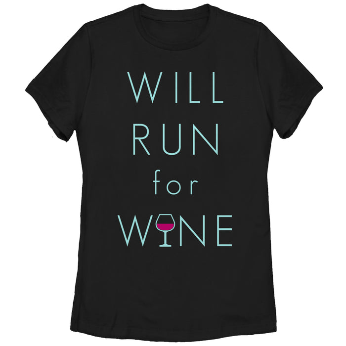 fifth sun Women's CHIN UP Will Run For Wine Glass T-Shirt