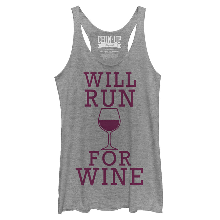fifth sun Women's CHIN UP Will Run For Wine Racerback Tank Top