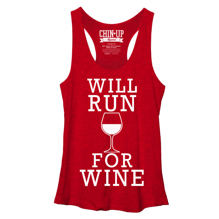 fifth sun Women's CHIN UP Will Run For Wine Racerback Tank Top