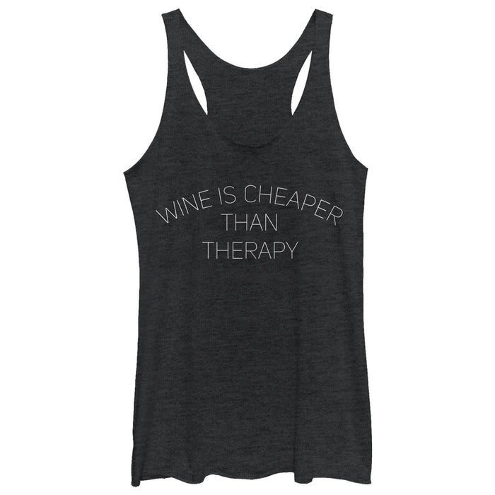 fifth sun Women's CHIN UP Wine is Cheaper Than Therapy Racerback Tank Top