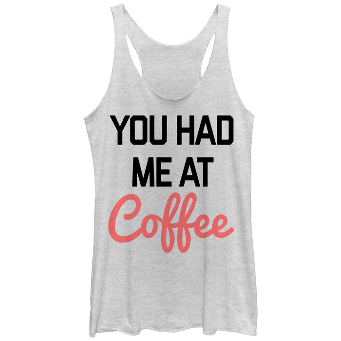 fifth sun Women's CHIN UP You Had Me at Coffee Racerback Tank Top
