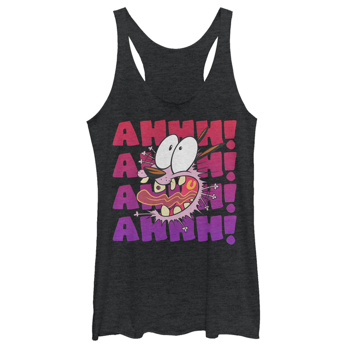 fifth sun Women's Courage the Cowardly Dog Ahhh Courage Scream Racerback Tank Top