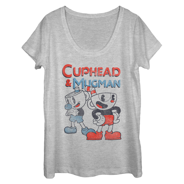 fifth sun Women's Cuphead Best Friend Mugman Scoop Neck