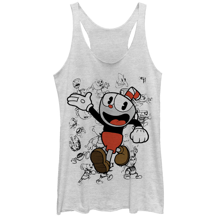 fifth sun Women's Cuphead Sketch Parade Racerback Tank Top