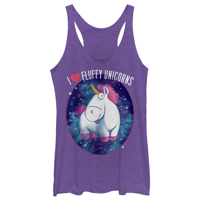 fifth sun Women's Despicable Me Love Fluffy Unicorns Racerback Tank Top