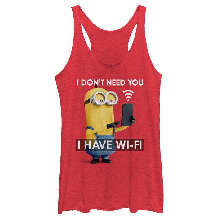 fifth sun Women's Despicable Me Minion Wi-Fi Racerback Tank Top
