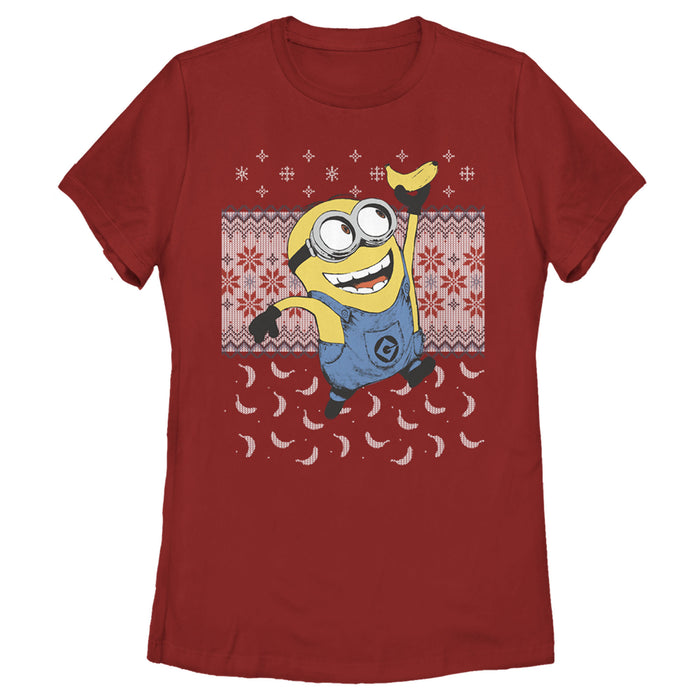 fifth sun Women's Despicable Me Ugly Christmas Minons Banana T-Shirt