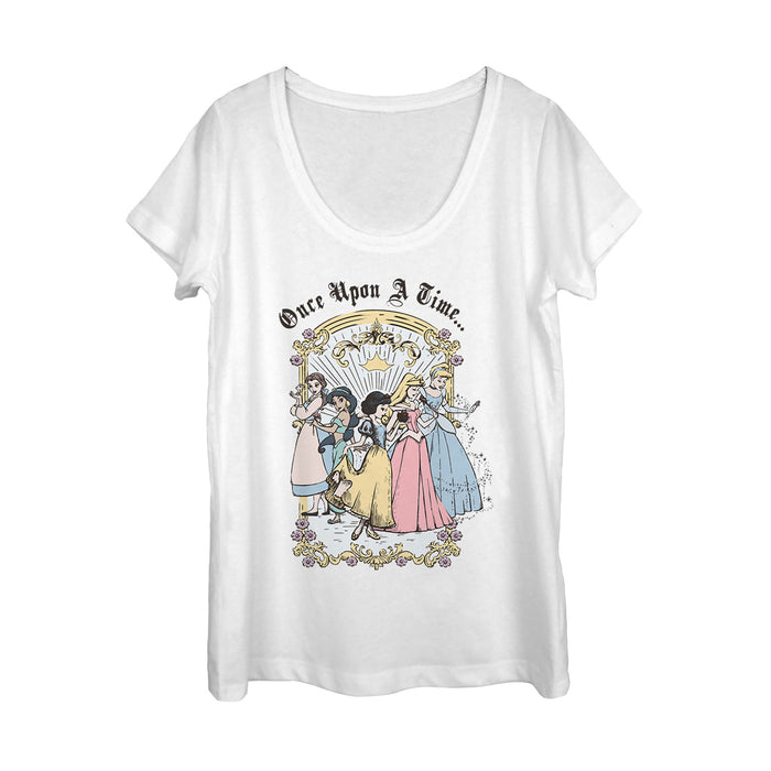 fifth sun Women's Disney Princesses Classic Once Upon a Time Scoop Neck