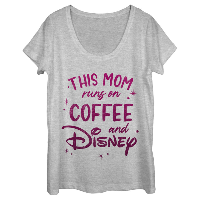 fifth sun Women's Disney This Mom Runs On Coffee T-Shirt