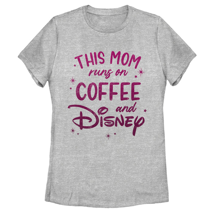 fifth sun Women's Disney This Mom Runs On Coffee T-Shirt