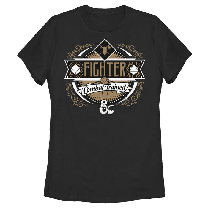 fifth sun Women's Dungeons & Dragons Fighter Combat-Trained Badge T-Shirt