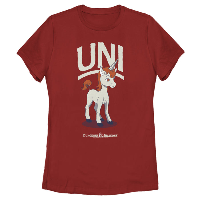 fifth sun Women's Dungeons & Dragons Uni Unicorn Pose Cartoon T-Shirt