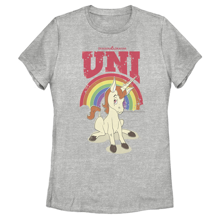 fifth sun Women's Dungeons & Dragons Uni Unicorn Rainbow Cartoon T-Shirt