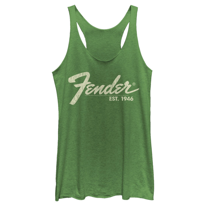 fifth sun Women's Fender Distressed Logo Racerback Tank Top